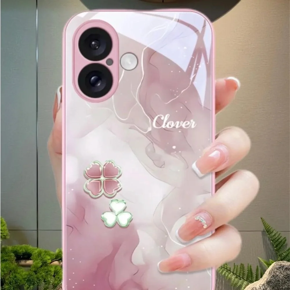 Pink Marble Phone Case with Decorative Accents